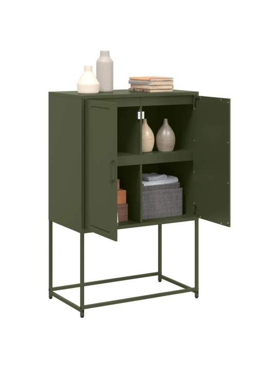 Skříň highboard olivově zelená 68,5 x 38,5 x 107 cm ocel