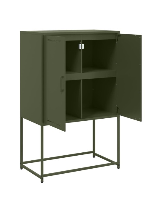 Skříň highboard olivově zelená 68,5 x 38,5 x 107 cm ocel