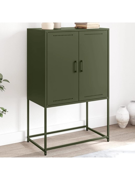 Skříň highboard olivově zelená 68,5 x 38,5 x 107 cm ocel