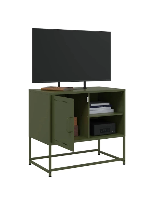 TV skříňka olivově zelená 68 x 39 x 60,5 cm ocel