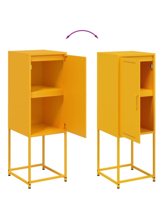 Skříň highboard hořčicově žlutá 36 x 39 x 107 cm ocel