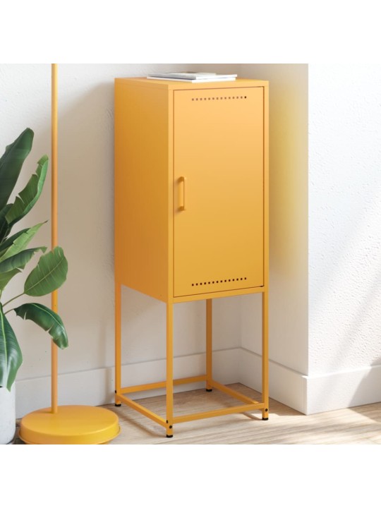 Skříň highboard hořčicově žlutá 36 x 39 x 107 cm ocel