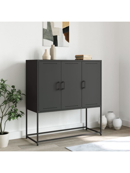 Skříň highboard černá 100,5 x 39 x 107 cm ocel