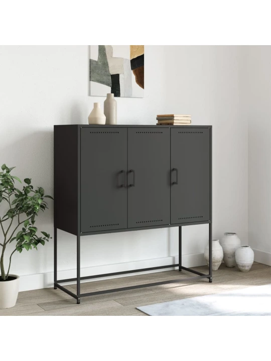 Skříň highboard černá 100,5 x 39 x 107 cm ocel