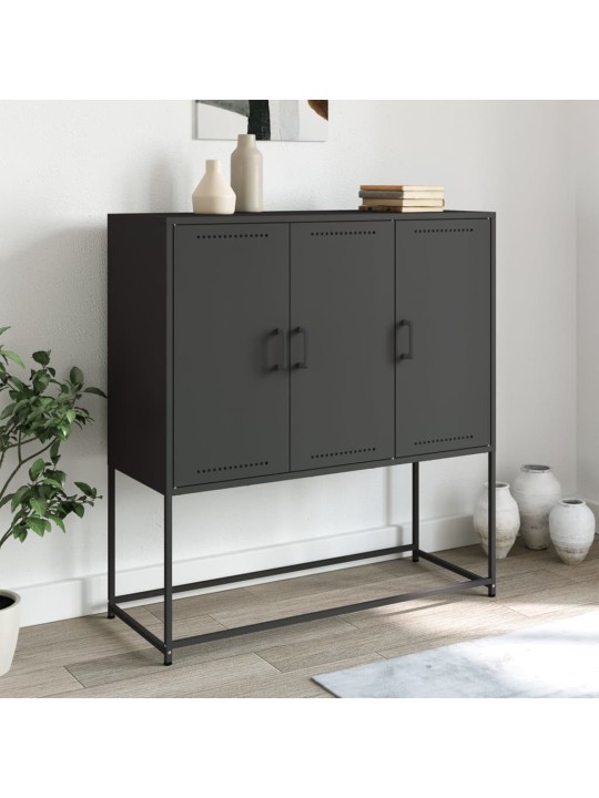 Skříň highboard černá 100,5 x 39 x 107 cm ocel