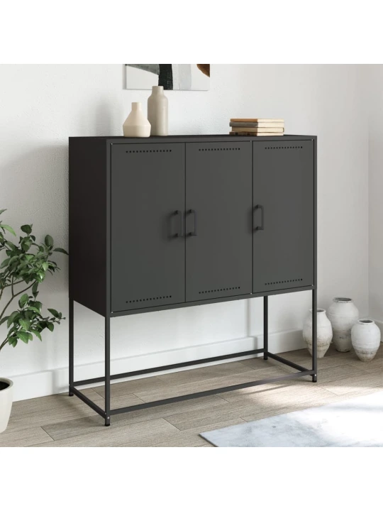 Skříň highboard černá 100,5 x 39 x 107 cm ocel