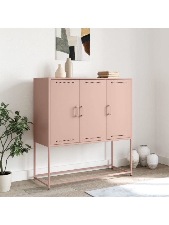 Skříň highboard růžová 100,5 x 39 x 107 cm ocel