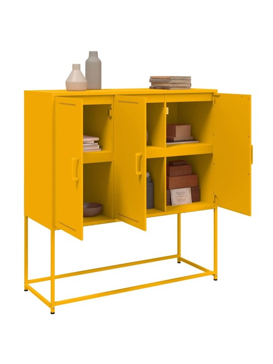 Skříň highboard hořčicově žlutá 100,5 x 39 x 107 cm ocel