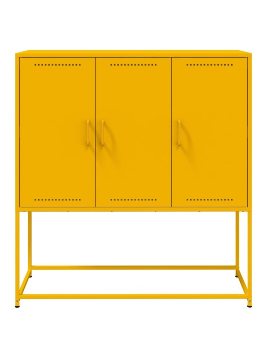 Skříň highboard hořčicově žlutá 100,5 x 39 x 107 cm ocel