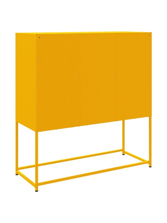 Skříň highboard hořčicově žlutá 100,5 x 39 x 107 cm ocel