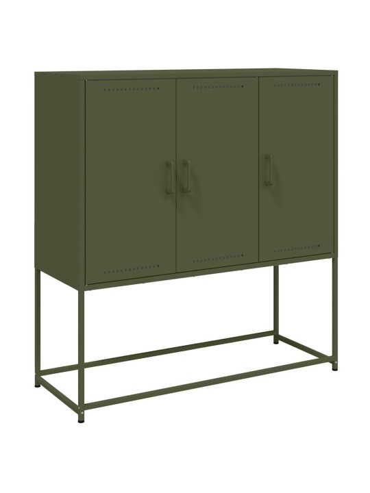 Skříň highboard olivově zelená 100,5 x 39 x 107 cm ocel
