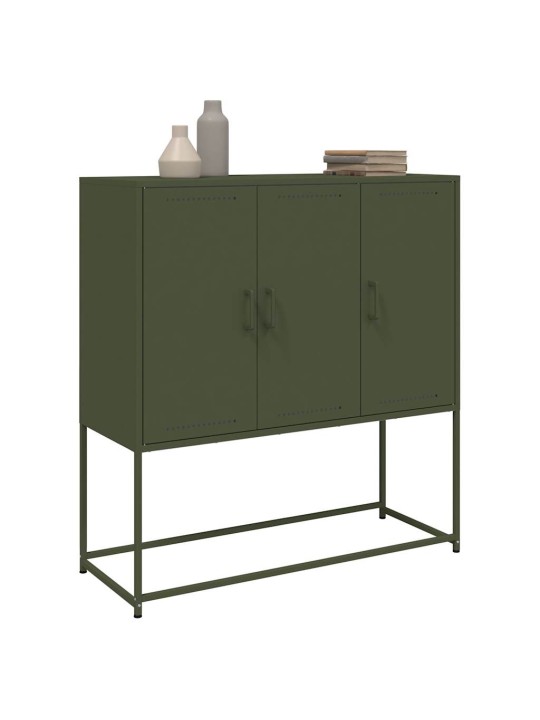 Skříň highboard olivově zelená 100,5 x 39 x 107 cm ocel