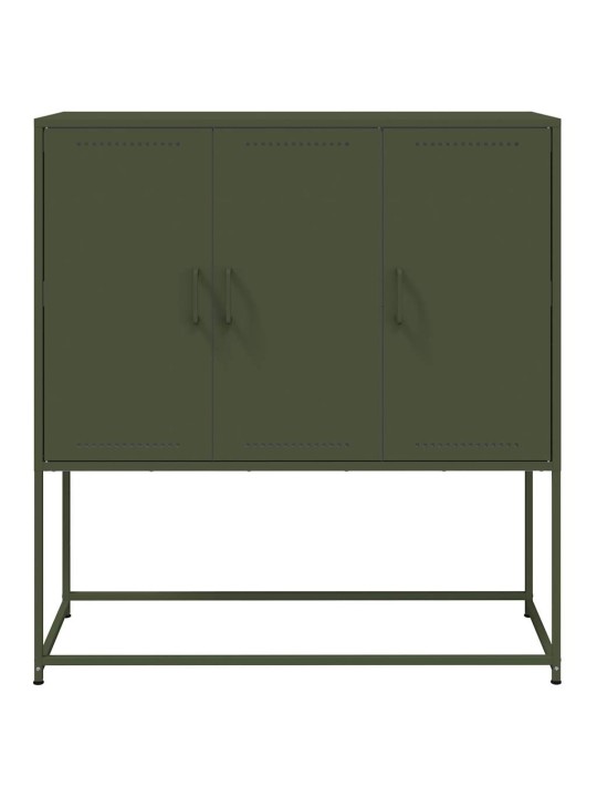 Skříň highboard olivově zelená 100,5 x 39 x 107 cm ocel