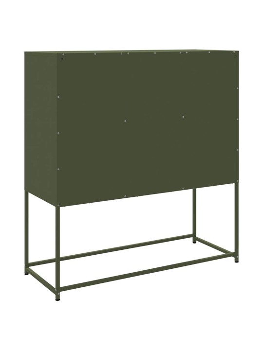 Skříň highboard olivově zelená 100,5 x 39 x 107 cm ocel