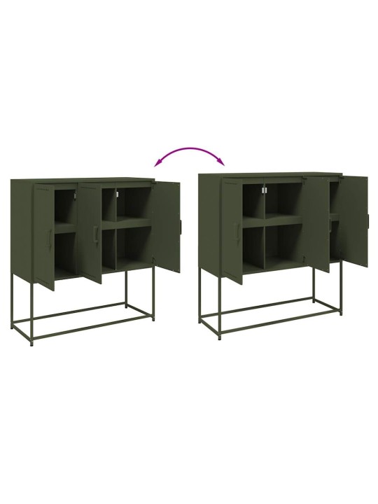 Skříň highboard olivově zelená 100,5 x 39 x 107 cm ocel