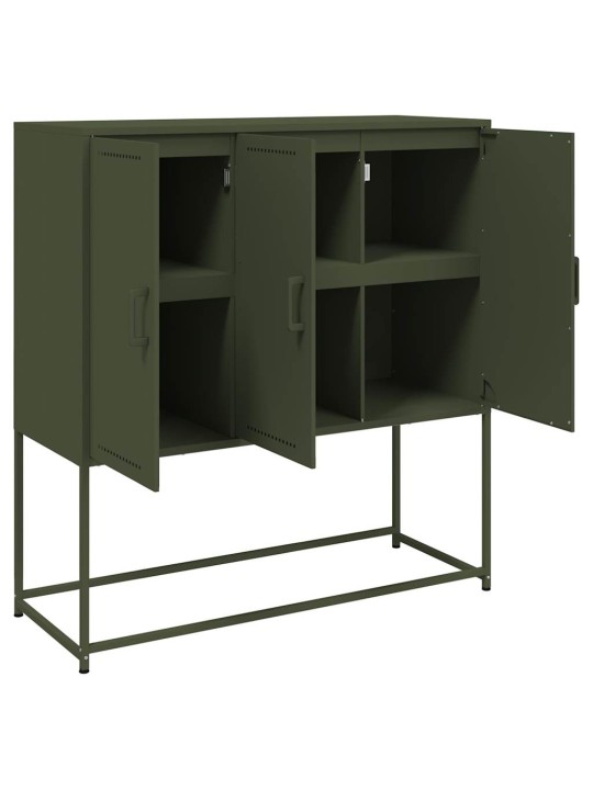 Skříň highboard olivově zelená 100,5 x 39 x 107 cm ocel