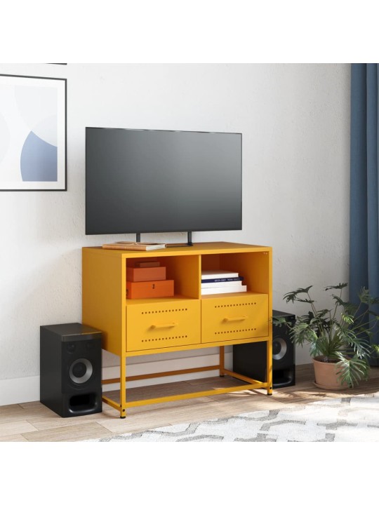 TV skříňka hořčicově žlutá 68 x 39 x 60,5 cm ocel