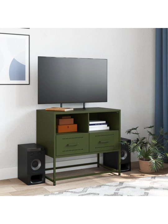 TV skříňka olivově zelená 68 x 39 x 60,5 cm ocel