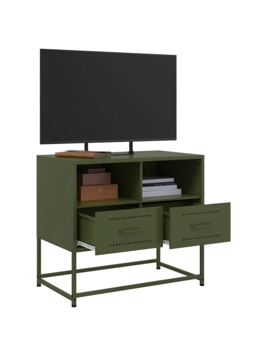 TV skříňka olivově zelená 68 x 39 x 60,5 cm ocel