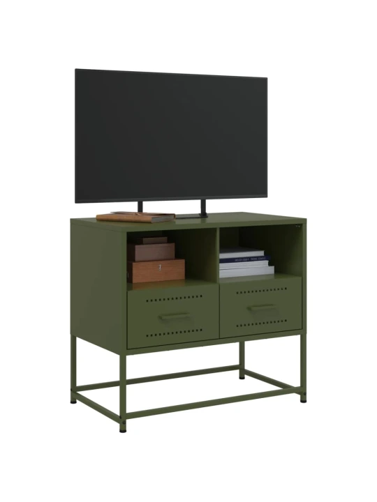 TV skříňka olivově zelená 68 x 39 x 60,5 cm ocel