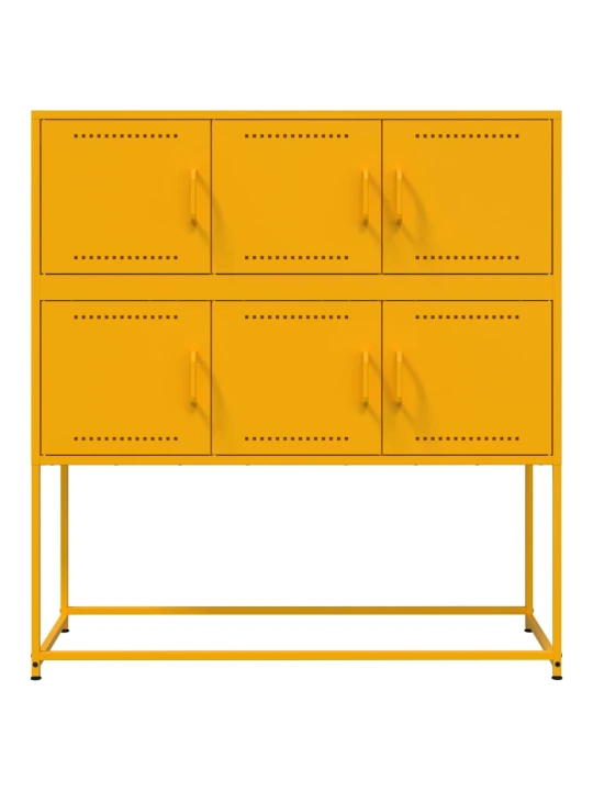 Příborník hořčicově žlutý 100,5 x 39 x 107 cm ocel