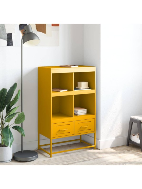 Skříň highboard hořčicově žlutá 68x39x111,5 cm ocel