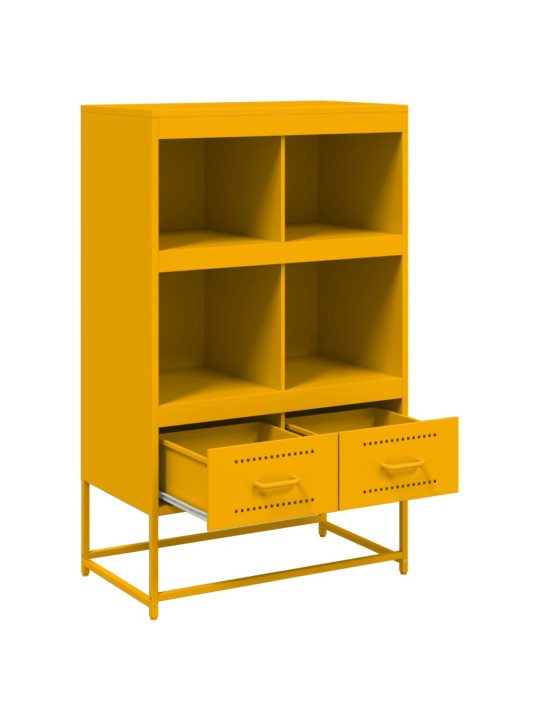 Skříň highboard hořčicově žlutá 68x39x111,5 cm ocel