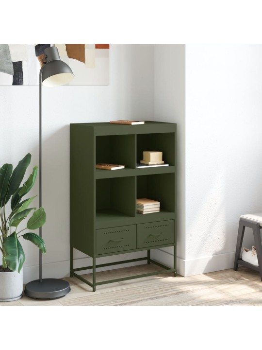 Skříň highboard olivově zelená 68 x 39 x 111,5 cm ocel