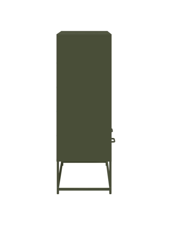 Skříň highboard olivově zelená 68 x 39 x 111,5 cm ocel