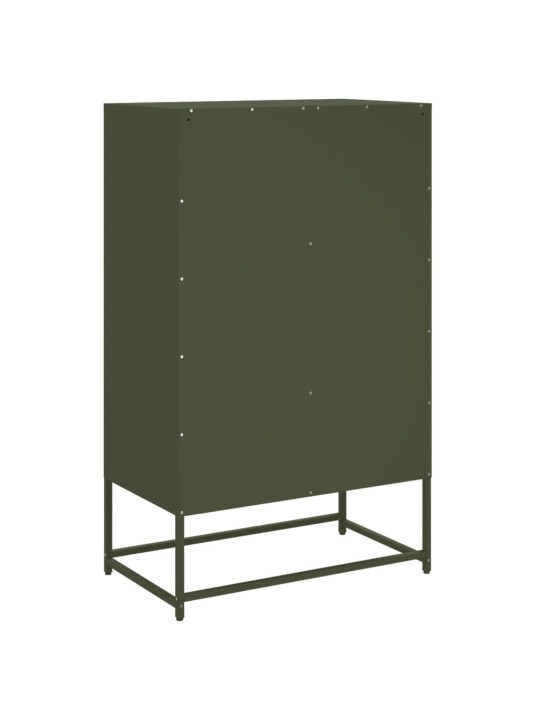 Skříň highboard olivově zelená 68 x 39 x 111,5 cm ocel