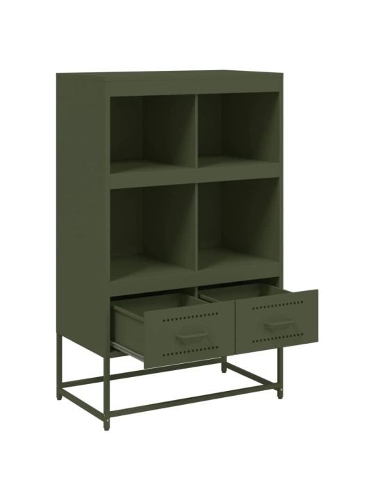 Skříň highboard olivově zelená 68 x 39 x 111,5 cm ocel