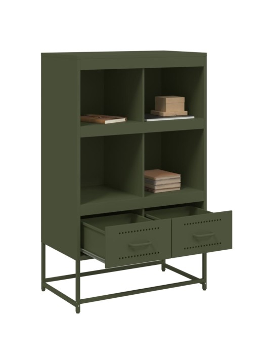 Skříň highboard olivově zelená 68 x 39 x 111,5 cm ocel