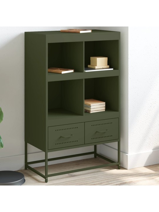 Skříň highboard olivově zelená 68 x 39 x 111,5 cm ocel