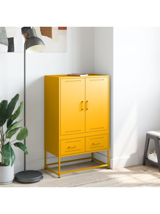 Skříň highboard hořčicově žlutá 68x39x111,5 cm ocel