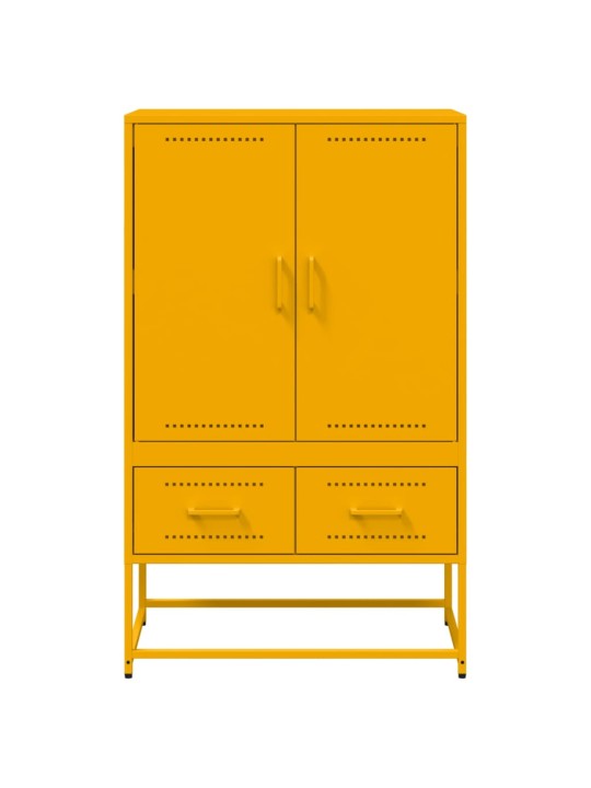 Skříň highboard hořčicově žlutá 68x39x111,5 cm ocel