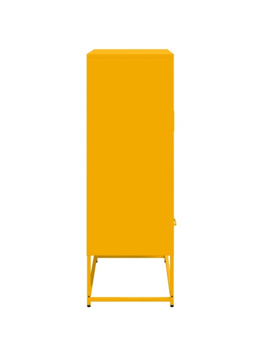 Skříň highboard hořčicově žlutá 68x39x111,5 cm ocel