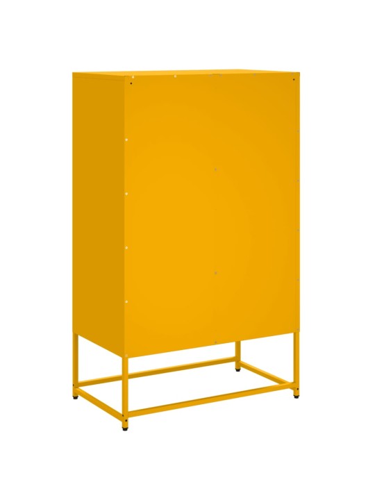 Skříň highboard hořčicově žlutá 68x39x111,5 cm ocel