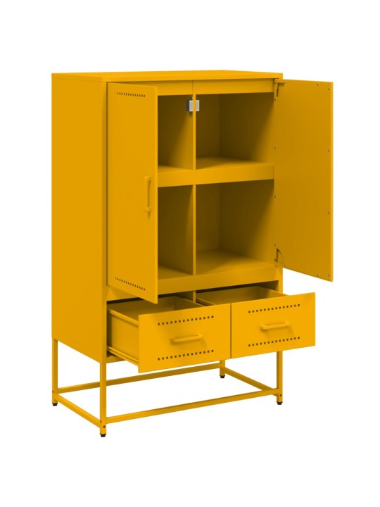 Skříň highboard hořčicově žlutá 68x39x111,5 cm ocel