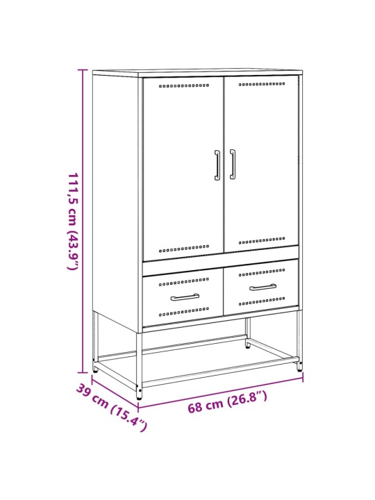 Skříň highboard hořčicově žlutá 68x39x111,5 cm ocel