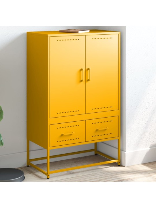 Skříň highboard hořčicově žlutá 68x39x111,5 cm ocel