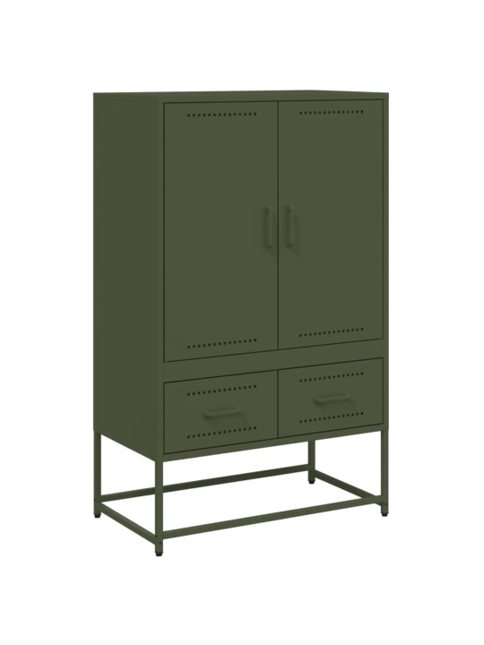Skříň highboard olivově zelená 68 x 39 x 111,5 cm ocel