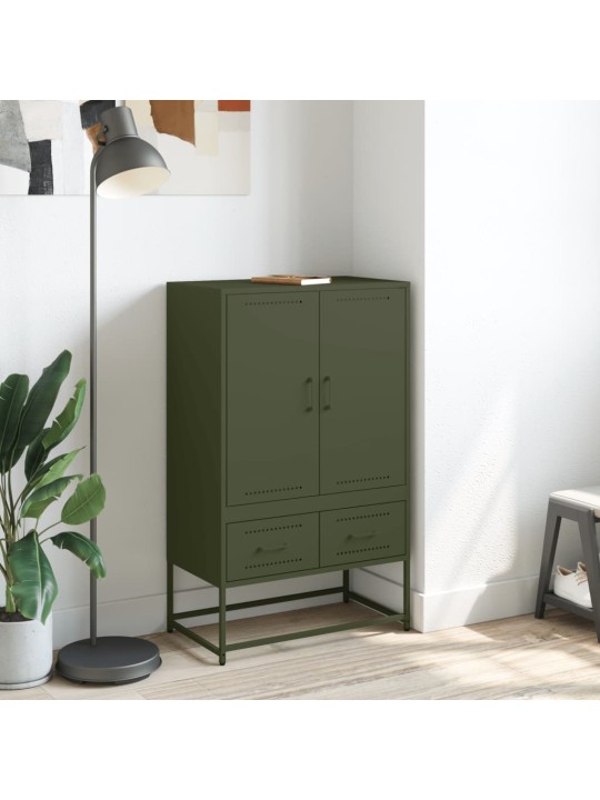 Skříň highboard olivově zelená 68 x 39 x 111,5 cm ocel