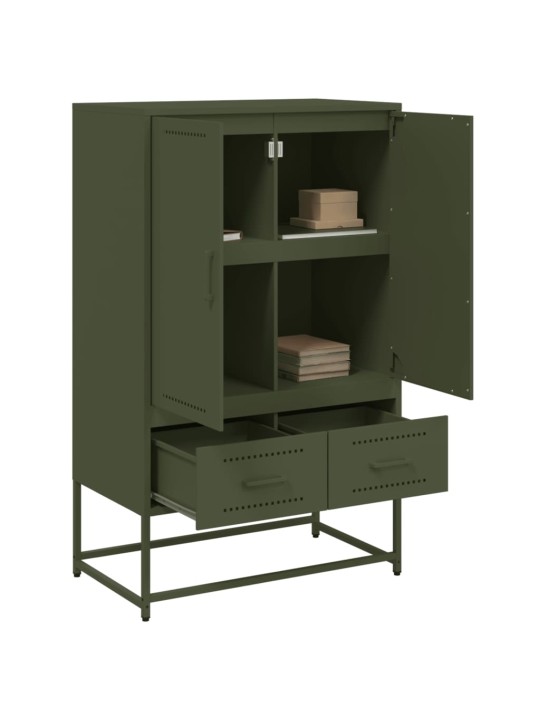 Skříň highboard olivově zelená 68 x 39 x 111,5 cm ocel