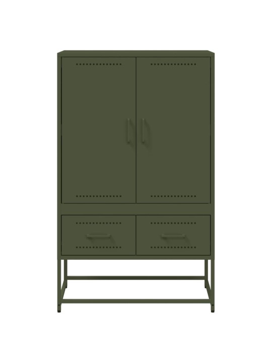 Skříň highboard olivově zelená 68 x 39 x 111,5 cm ocel