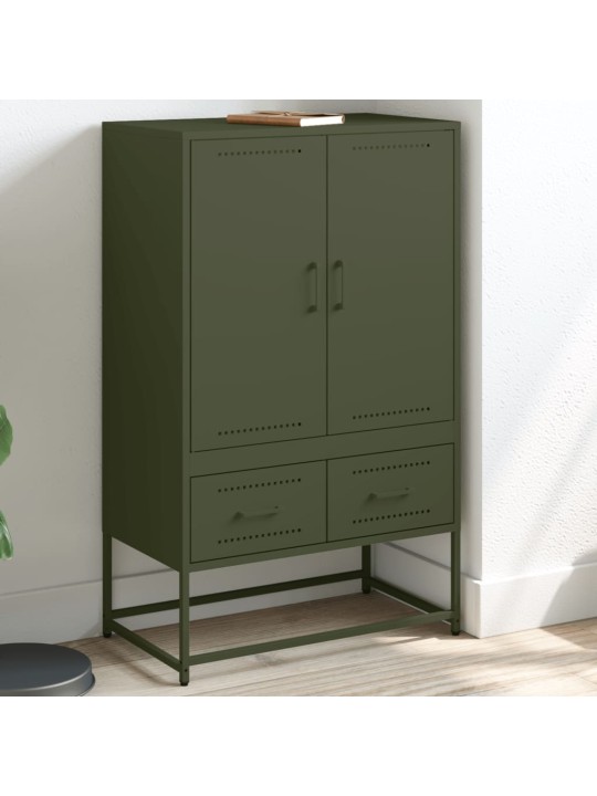 Skříň highboard olivově zelená 68 x 39 x 111,5 cm ocel