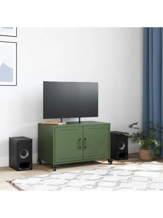 TV skříňka olivově zelená 68 x 39 x 43,5 cm ocel