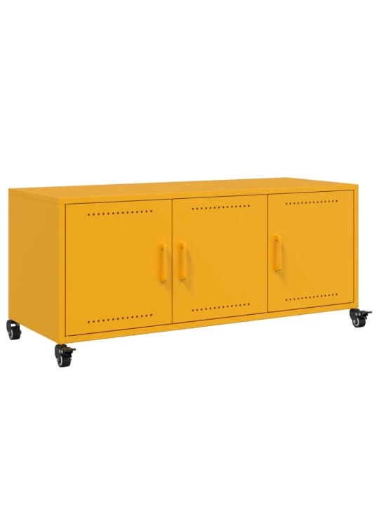 TV skříňka hořčicově žlutá 100,5 x 39 x 43,5 cm ocel