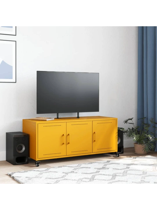 TV skříňka hořčicově žlutá 100,5 x 39 x 43,5 cm ocel