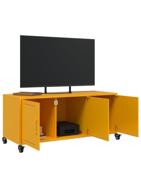 TV skříňka hořčicově žlutá 100,5 x 39 x 43,5 cm ocel