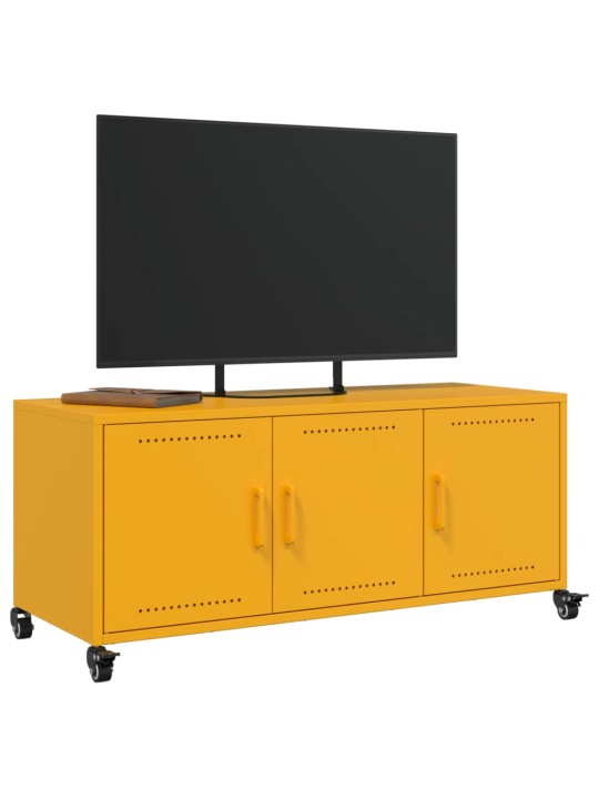 TV skříňka hořčicově žlutá 100,5 x 39 x 43,5 cm ocel